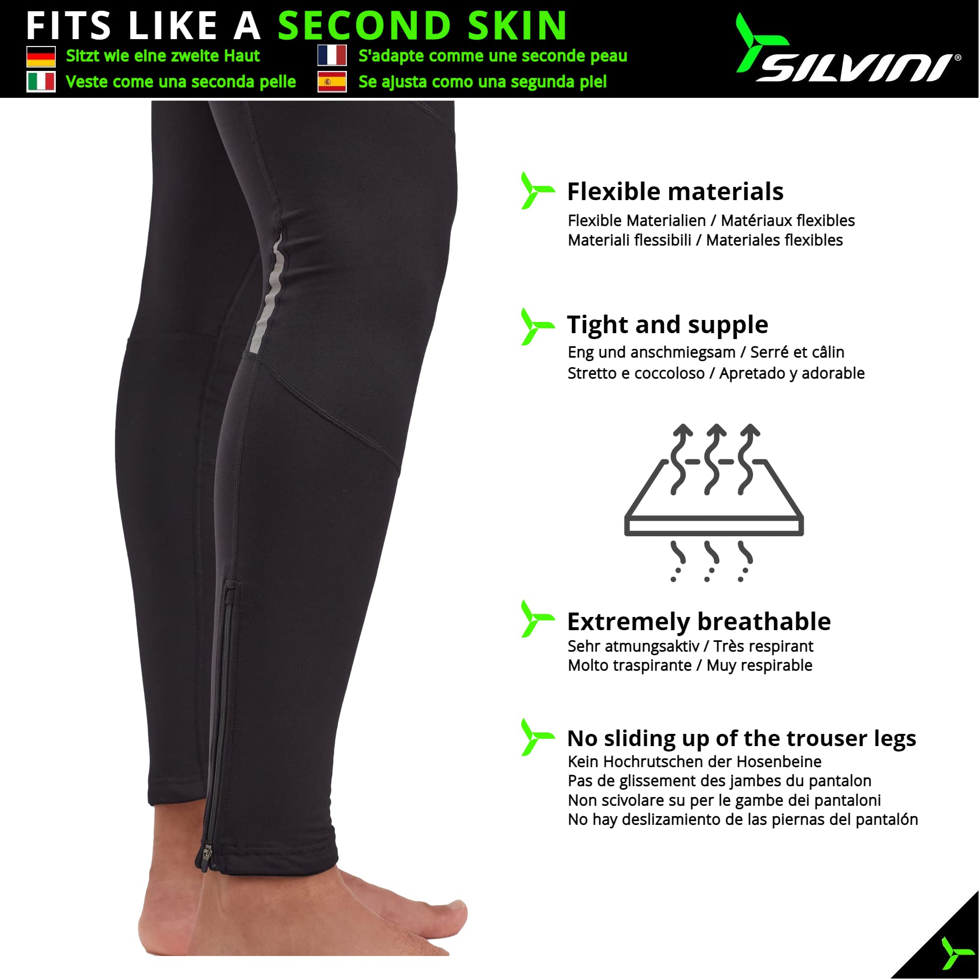 SILVINI Rubenza Elastische Funktionshose Herren mit Träger Laufhose Herren Winter lang Lauftight Herren lang Winter Laufhose Herren Thermo Laufhose Herren Langlaufhose