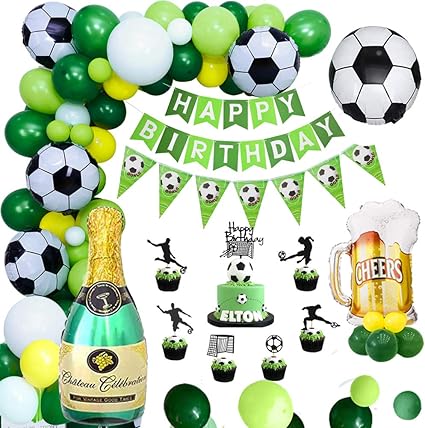 Aperil Football Decorations Anniversaire Garcon Enfant Fournitures De Fete D Anniversaire Avec Joyeux Anniversaire Banniere Champagne Aluminium Ballons Latex Ballons Pour Bebe Douche Le Theme Fete Amazon Fr Cuisine Maison