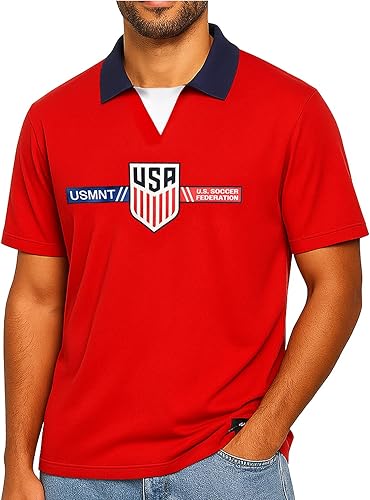 Miniatura 19 de Icon Sports Officially Licensed US Soccer Federation Game Day Shirt - Unisex Adult 246-blanco,azul marino (101pf-navy),191pf | Carbón jaspeado/Azul