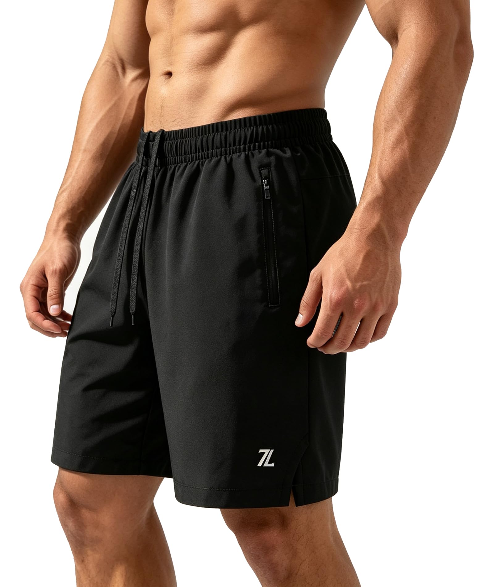 ZITY Sport Shorts Herren mit Reißverschlusstaschen, Schnelltrocknende Fitness Shorts Herren, Kurze Jogginghose Herren mit Kordelzug, Atmungsaktive Laufshorts Herren für Fitness, Gym, Laufen Freizeit