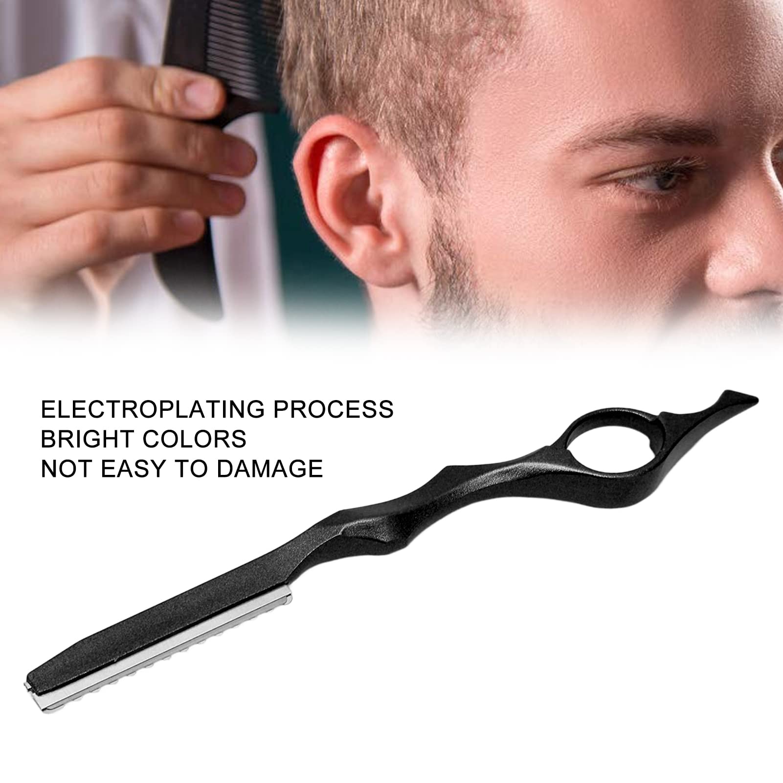 Rasoio per capelli con pettine regolabile, strumento per diradare i capelli ideale per uso domestico e in salone, nero