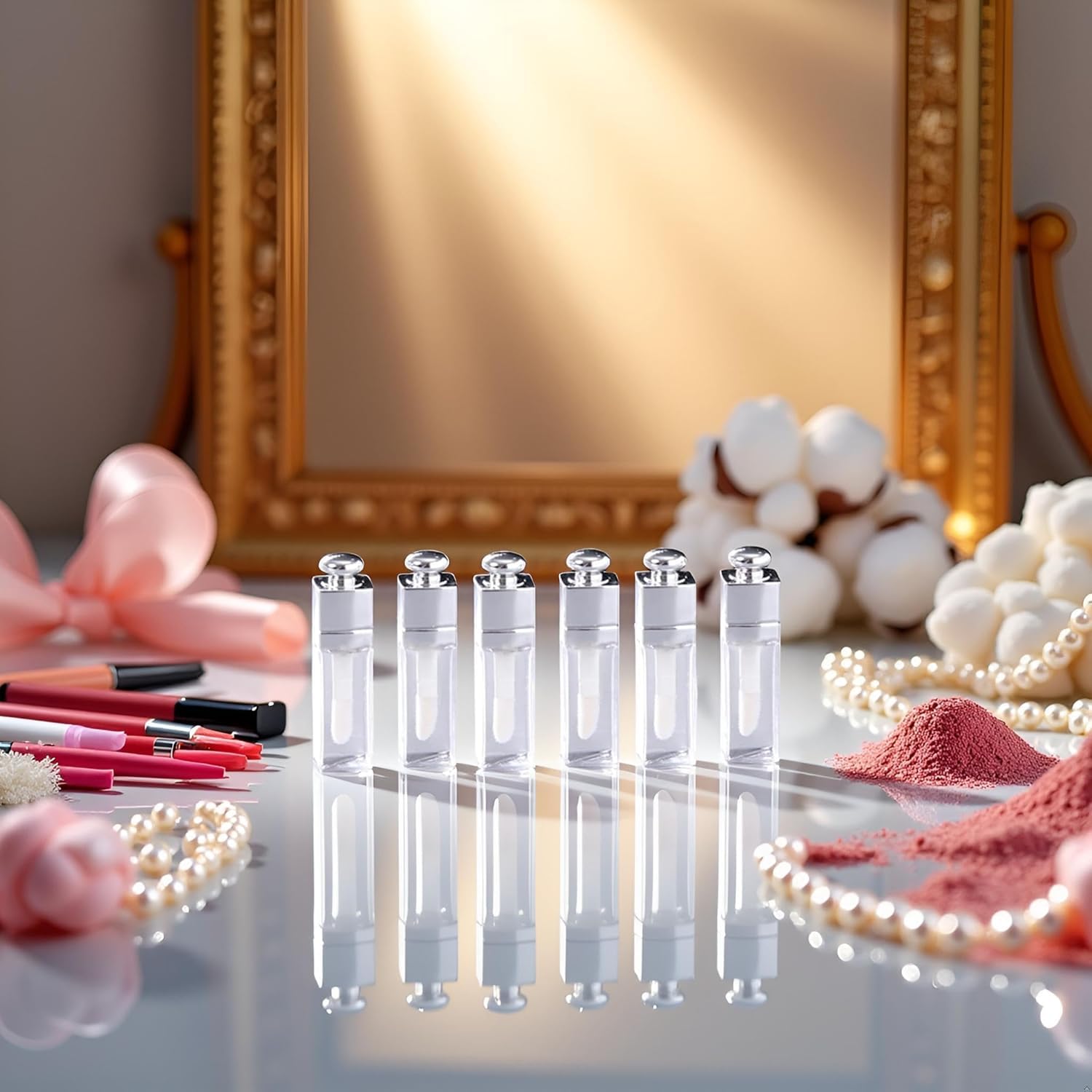 6 contenitori vuoti trasparenti per lucidalabbra, trasparenti, ricaricabili, mini contenitori per rossetto, per trucco fai da te, lucidalabbra, labbra (3 ml)