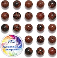Vista 13 de NCB - 200 cuentas naturales, redondas y sueltas de lava volcánica negra natural de 0.32 pulgadas (8 mm), para joyería con espaciador y cordón