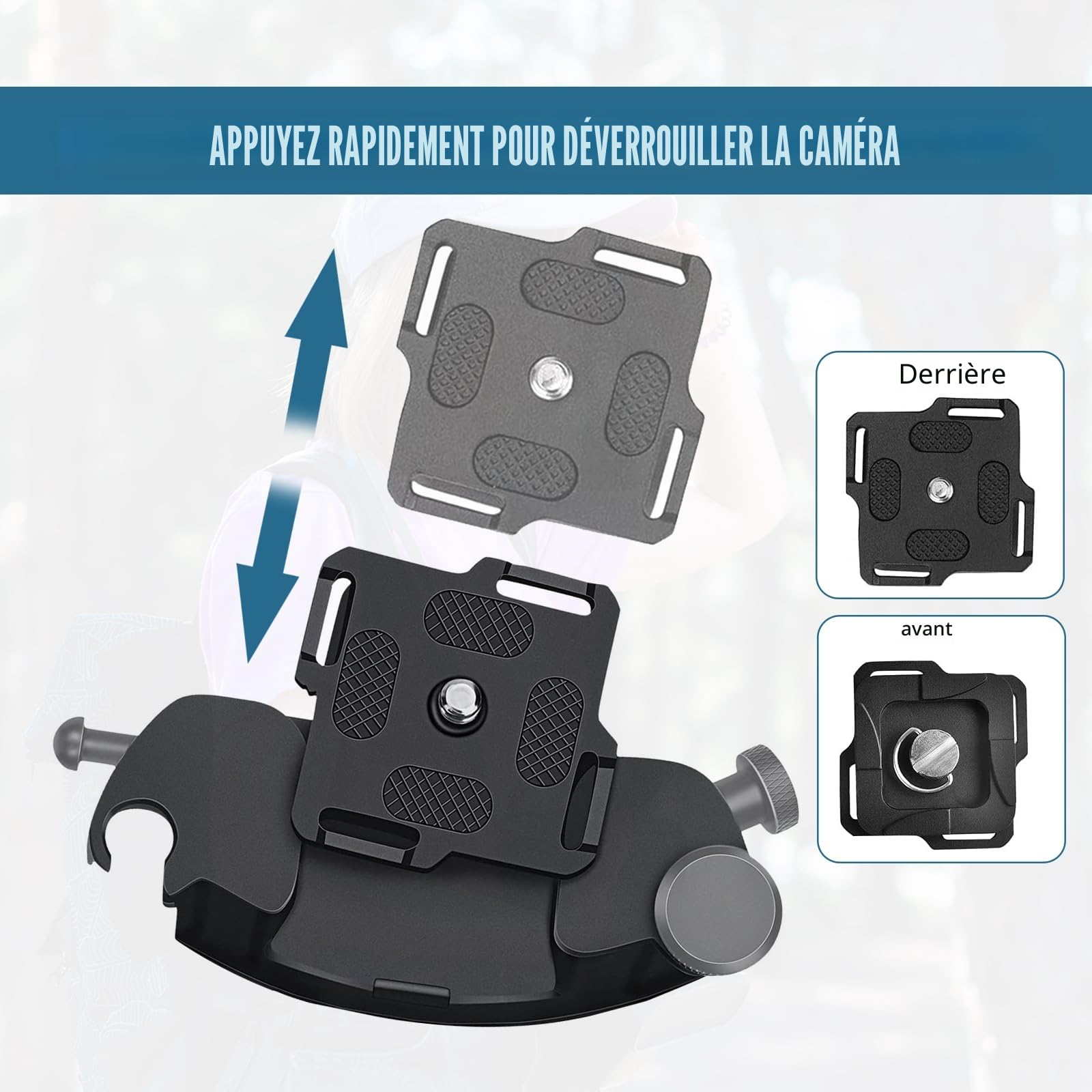 Clip de Ceinture pour Appareil Caméra Sangle pour Sac à Dos Clip de Ceinture en Alliage D'aluminium à Fermeture Rapide Avec Support 1/4 pour Appareil Photo et Sac à Dos.