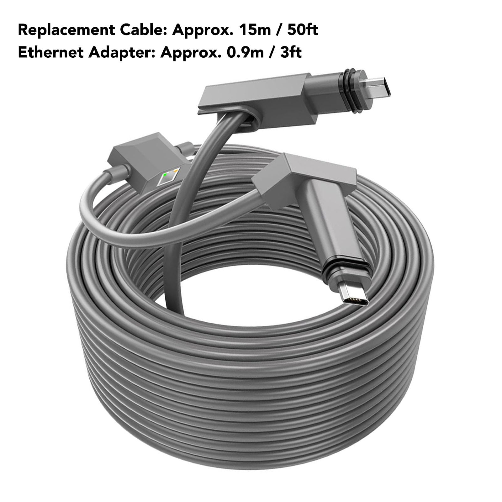 Câble pour Gen 2 de 15 M avec Adaptateur Ethernet RJ45 Femelle, Câble de Remplacement Satellite Câble de Connexion Réseau, Rallonge de Câble pour V2