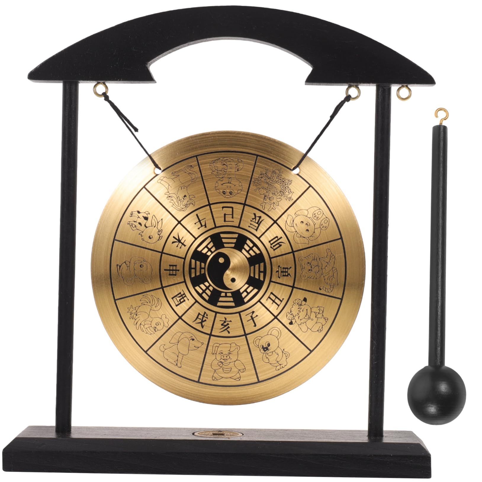 FUNOMOCYA Gong Drumstick Ornament Zodiac Design Unique Gong Craft for Desktop or Home