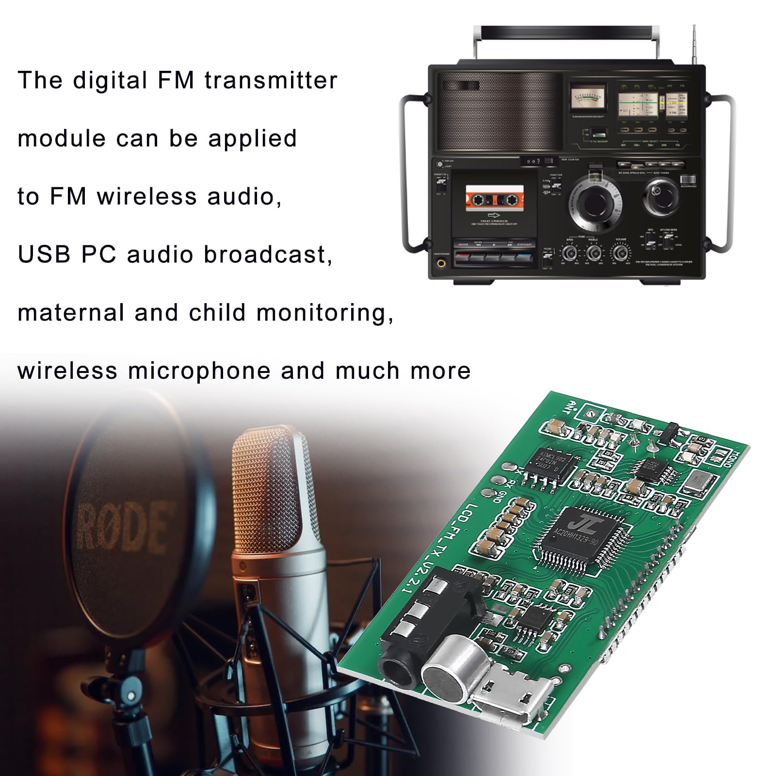 Module émetteur FM Microphone Pickup - Plage 88-108 MHz, Tension 0.7V-9V - Pour Transmission Audio Sans Fil, Surveillance, Projet DIY - 7
