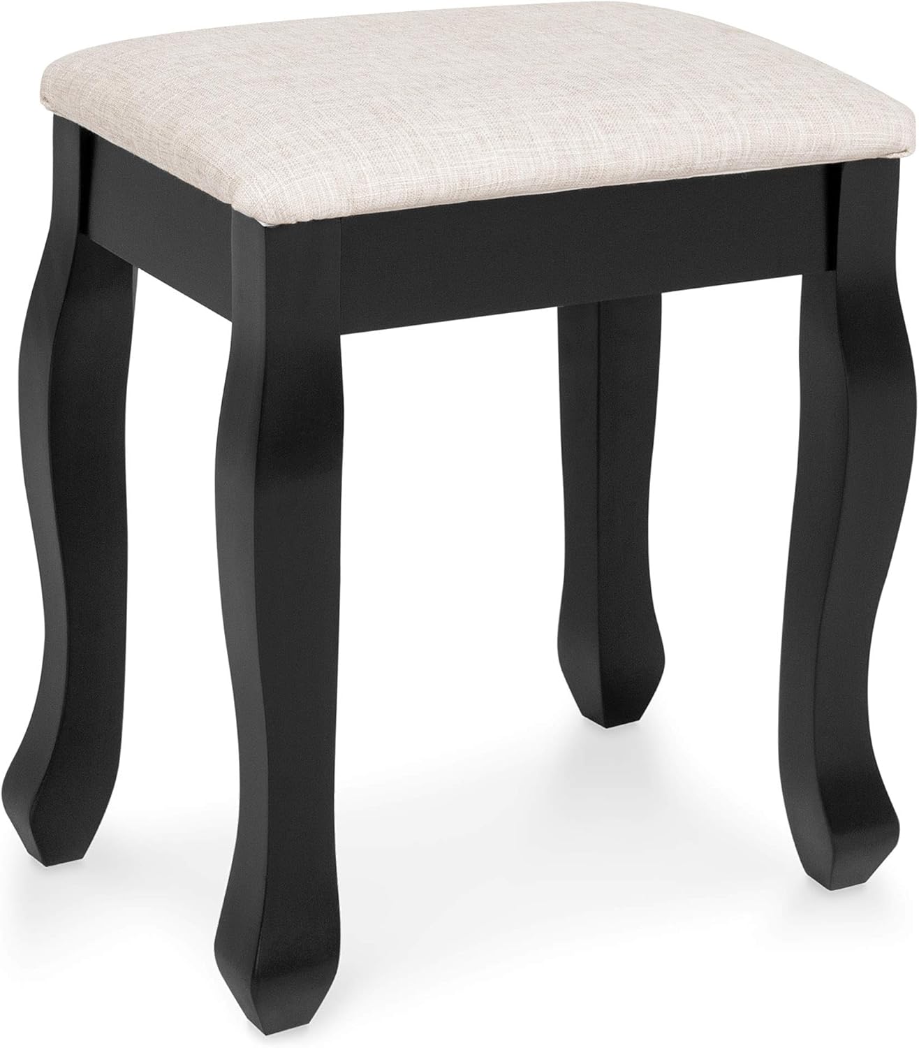 Best Choice Products Bedroom Vanity Hair Dressing Table Set for Makeup, Cosmetics, Beauty w/Adjustable Oval Mirror, Padded Stool Seat, 5 Drawer Storage Organizers - Black