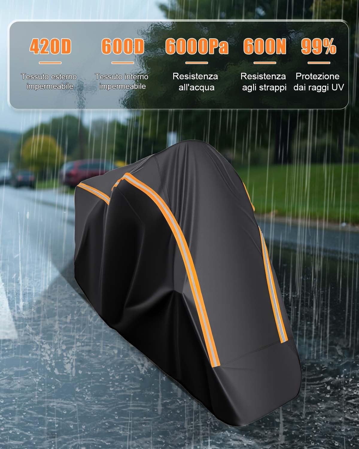 Telo Moto, Completamente Chiuso Telo Coprimoto da Esterno Resistente Telo Copri Moto Universale per Scooter Motorino Motocicletta Ciclomotori 275x115x150cm
