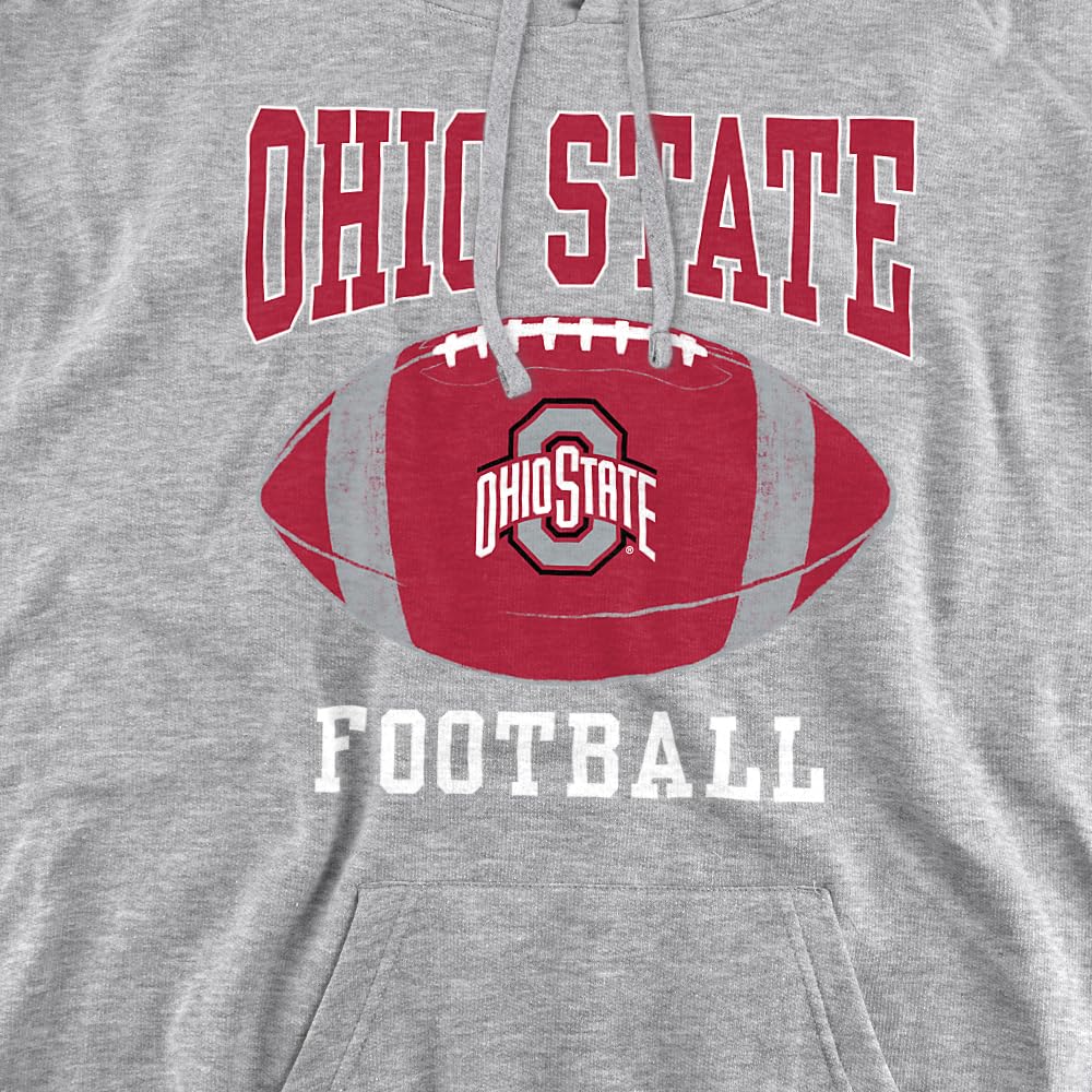 The Ohio State University Official Football Ball Unisex Adult Pull-Over Hoodie,Athletic Heather, 3X-Large
