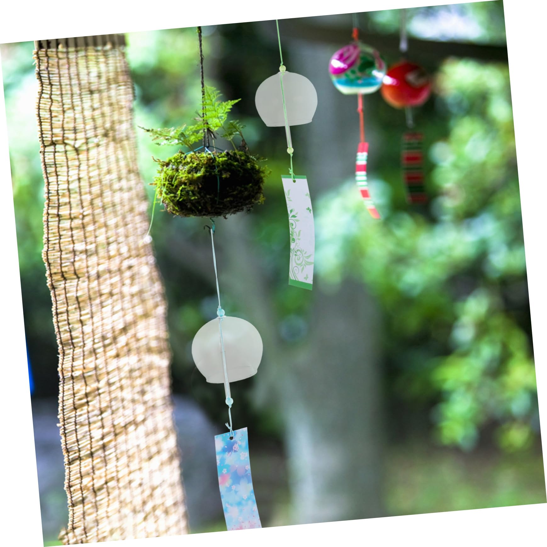 DOITOOL 10 Stück Teiliges Glas Windspiel Japanisches Design Dekoratives Fenster Gartendeko Windspiel mit Klarem Klang für Balkon Festival und Entspannende Atmosphäre