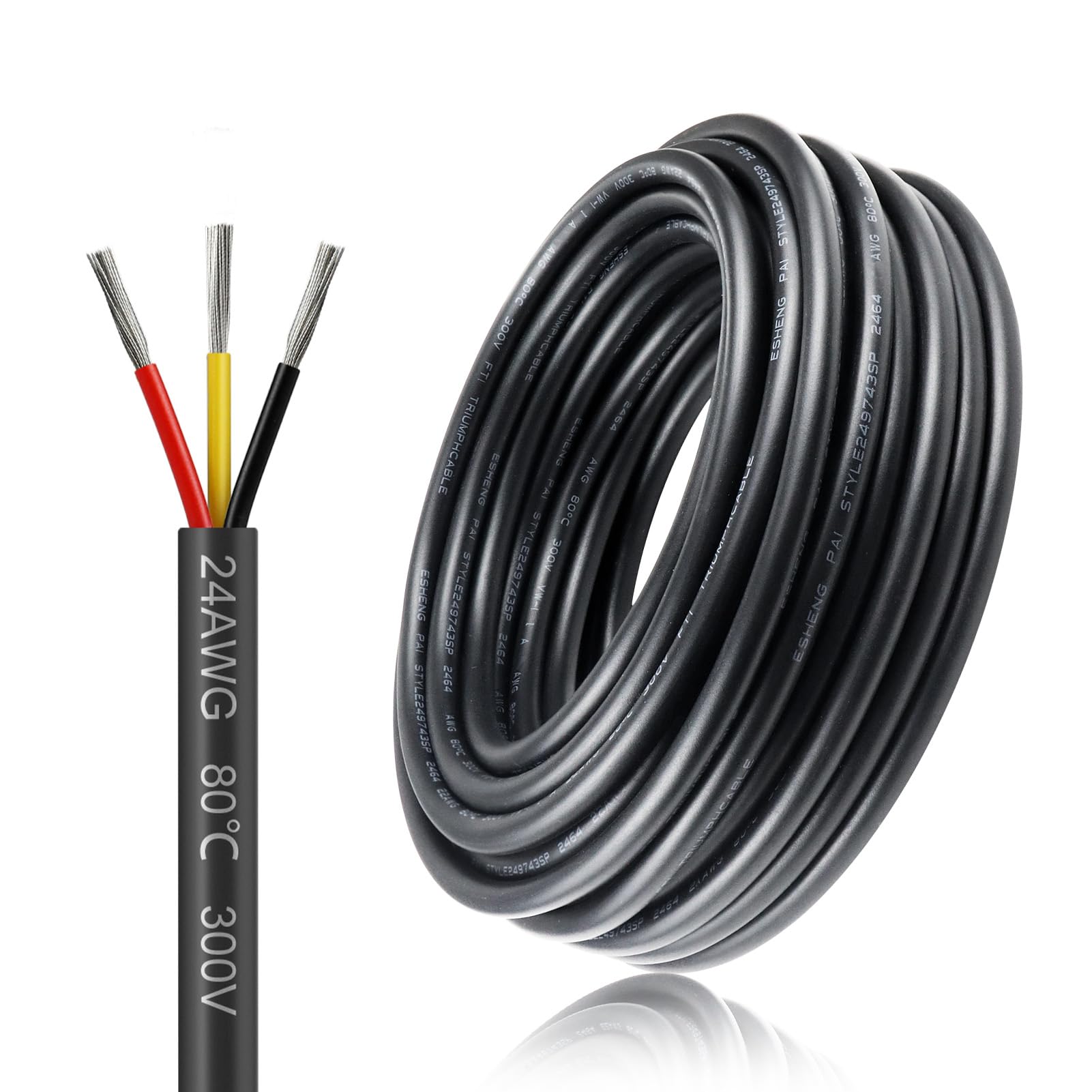 InShareplus Elektrokabel 18 AWG – 3x0,75 Mm², 10 M, Verzinntes Kupfer, PVC-Isolierung, Für 5V/12V/24V, Flexibel & Temperaturbeständig