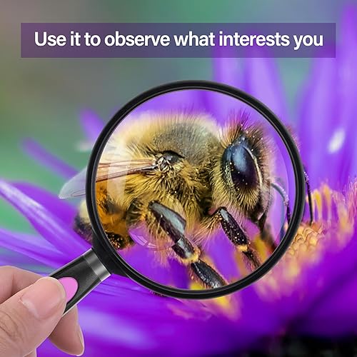 Miniatura 33 de Feosky Lupa de lectura de mano, lupa de 10 x 30X, lente inastillable de 2.953 in, mango antideslizante para adultos cercanos, lectura de personas