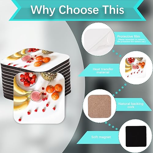 Miniatura 10 de Imanes de sublimación en blanco para refrigerador de cocina, oficina, calendario decorativo cuadrado para nevera, decoración de pared del hogar,