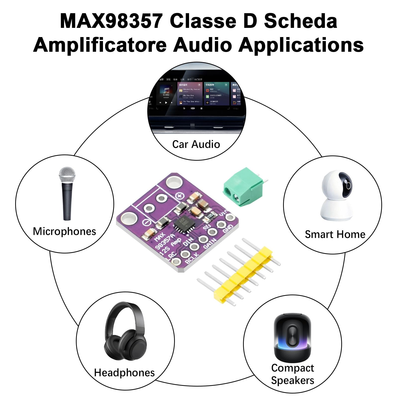 MAX98357 Classe D Scheda amplificatore audio AYWHP 3 PCS I2S 3W DAC Amplificatore di Uscita Modulo di Decodifica Modulo Audio Filtro
