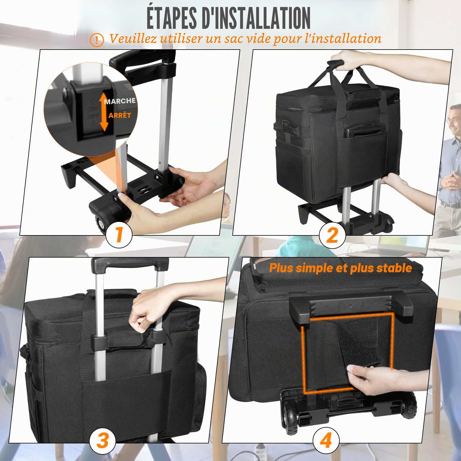 SUNDOY Rolling Insegnante, Sac de Travail pour Enseignants, avec Compartiment Extensible, pour Ordinateur Portable jusqu'à 17,3 Pouces, 42x23x35-ZM