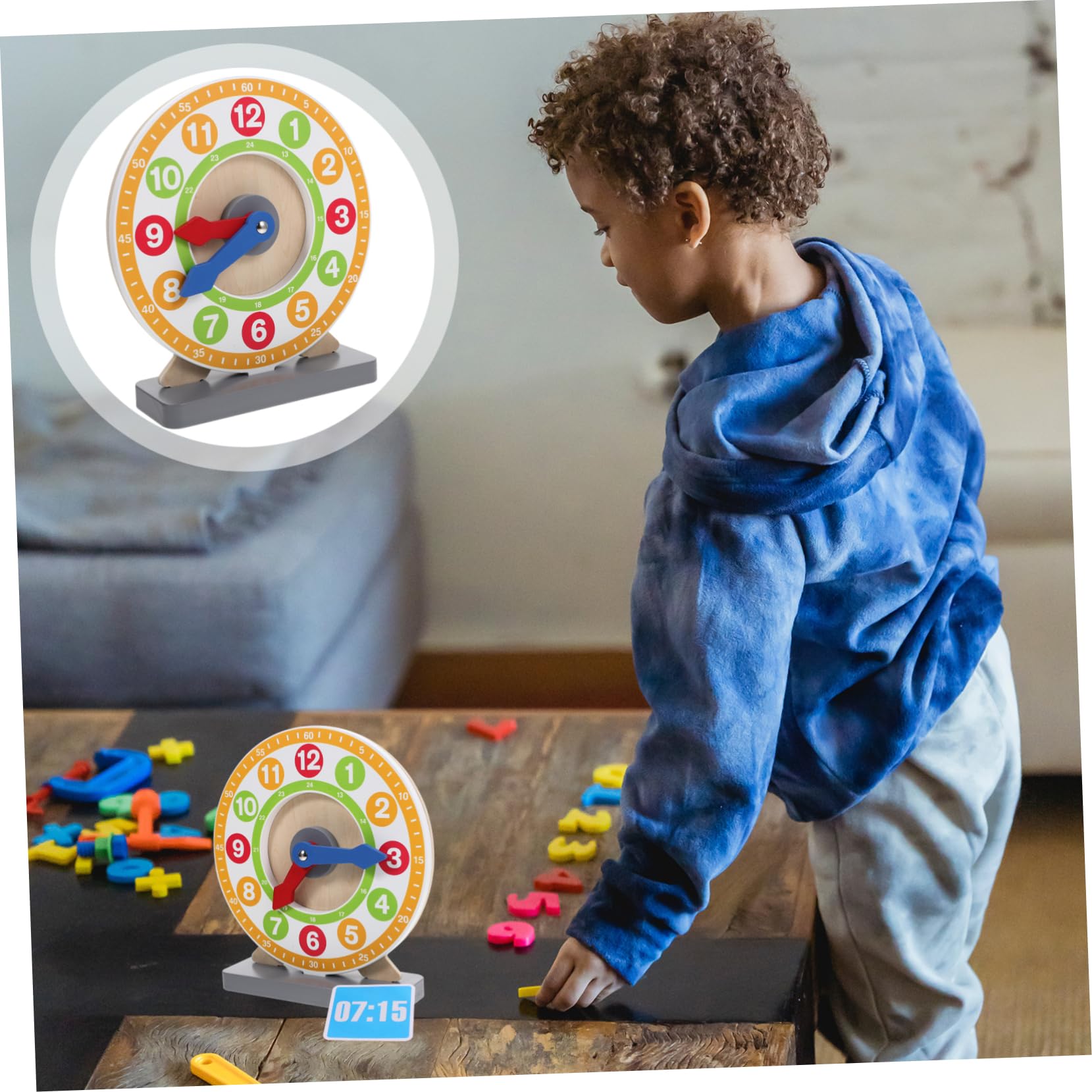 Orologio Didattico Versione Numerata in Legno per Ragazzo Ragazza | Apprendimento e Insegnamento, per Attività Educative, Sviluppo Coordinazione Occhio-mano