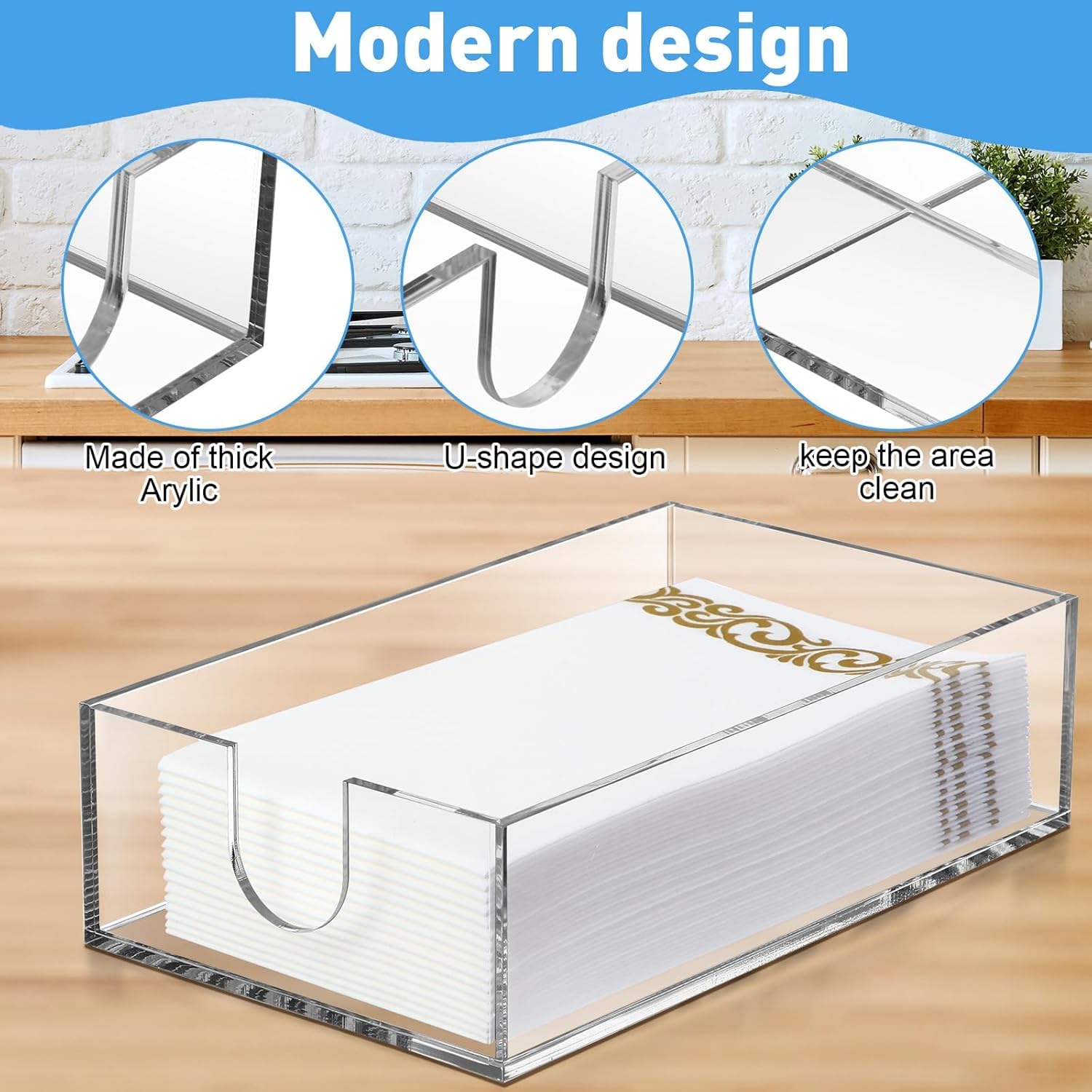 Layhit Paquete de 6 servilleteros acrílicos para toallas de invitados, bandejas transparentes para toallas de baño, bandeja de almacenamiento de invitados para fiesta de baño, cena, cocina (8.5 x 5