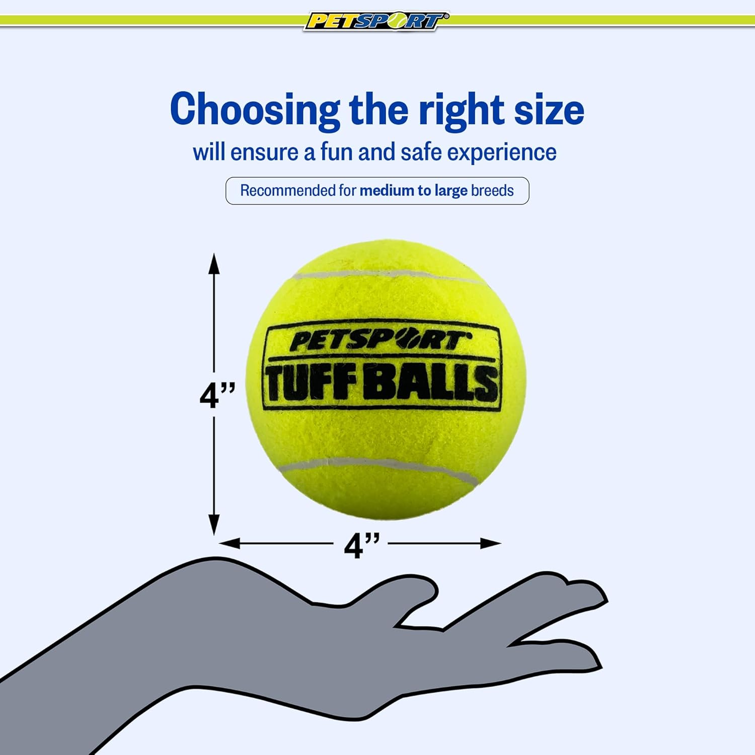 PetSport Giant Tuff Ball - Giant Tennis Balls for Dogs, Great for Boredom & Aggressive Chewers, Tennis Balls for Large Dogs, Certified Non-toxic, Wonâ€™t Wear Down Teeth - 4" (6 pack)