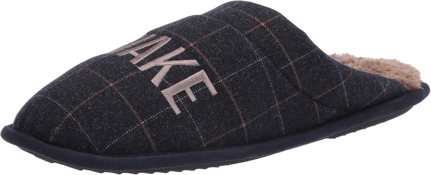 Dearfoams mens Microwool Novelty Closed Toe Scuff Slipper, Navy Blazer, Medium US
