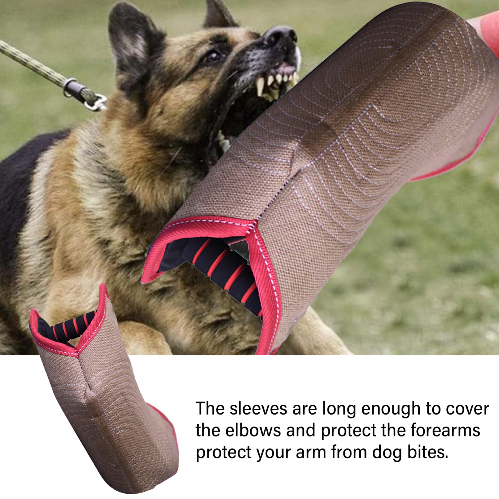 Manga para mordeduras de perro de 13x8x5, 5 pulgadas, funda de entrenamiento para perros de lino resistente a las mordeduras con 2 asas auxiliares, equipo de entrenamiento interactivo profesional