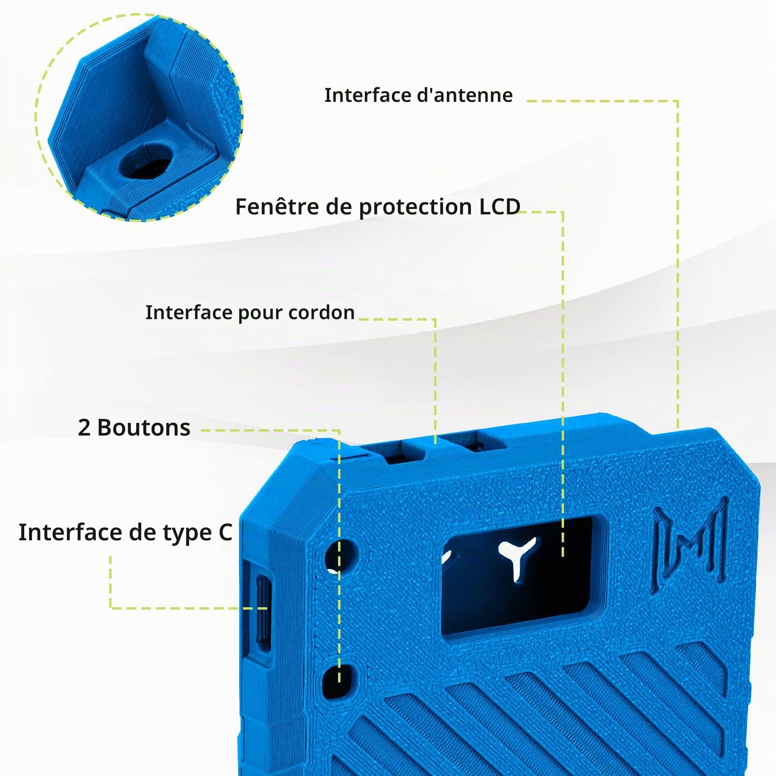 1 paquet ESP32 pour boîtier Heltec V3, carte de développement LoRa, boîtier Meshtastic avec connecteur d'antenne et interface de type C, (N33, bleu)