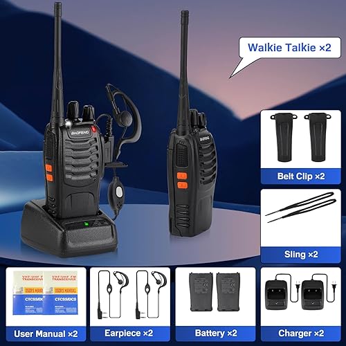 Miniatura 6 de Baofeng Walkie Talkies 888S recargable de largo alcance con auriculares para adultos, radio profesional de 16 canales, radios bidireccionales de