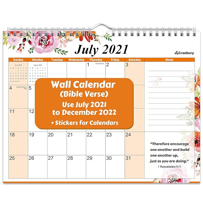 Buy CRANBURY Small Wall Calendar 20212022 (Bible Verse) 8.5x11, Use