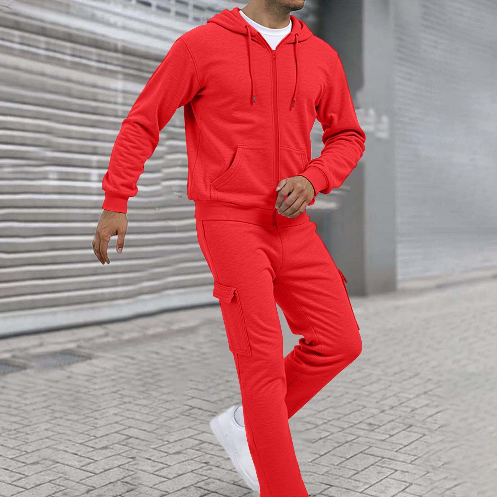 Tuta Uomo Completa Invernale Sportivo Felpa Cappuccio E Pantaloni