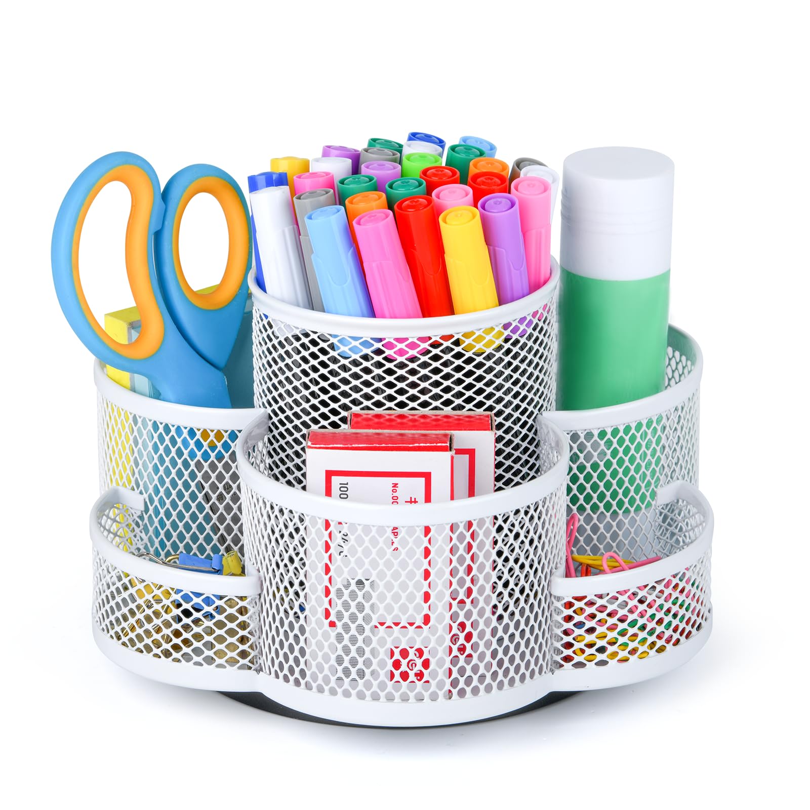 Topwey Pen Holder for Desk, Rotating Pencil Holder, Cup Holder for Desk Office, Pen Organizer (Pure White)