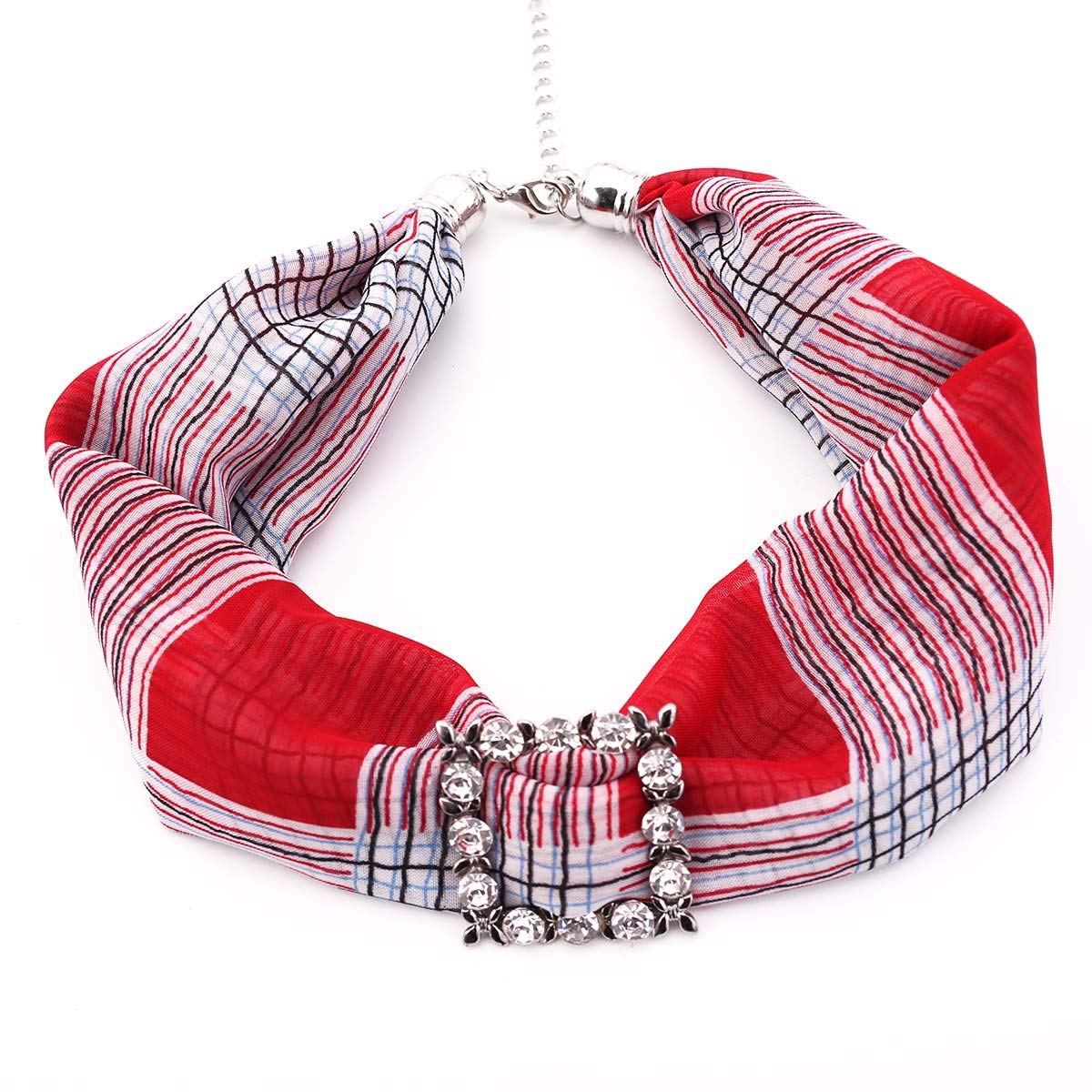 Ulalaza Women's Style-17 Vintage Floral Neckerchief Shiny Rhinestone Scarf Necklace Choker Trendy Party Accessories