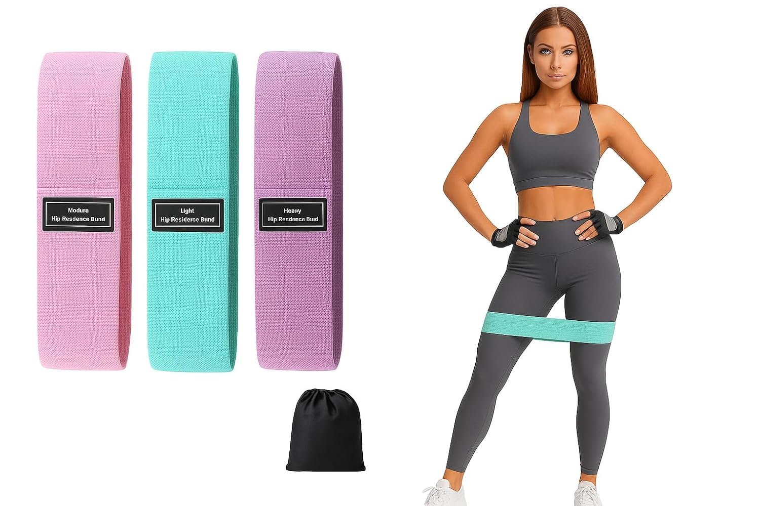 Fabric Resistance Bands for Working Out, 3 Levels Booty Exercise Bands Workout Bands Set for Women Men, Long Elastic Bands, Hip Legs Booty Bands for Home Fitness, Gym, Yoga, Pilates (Color 1)-picture-21