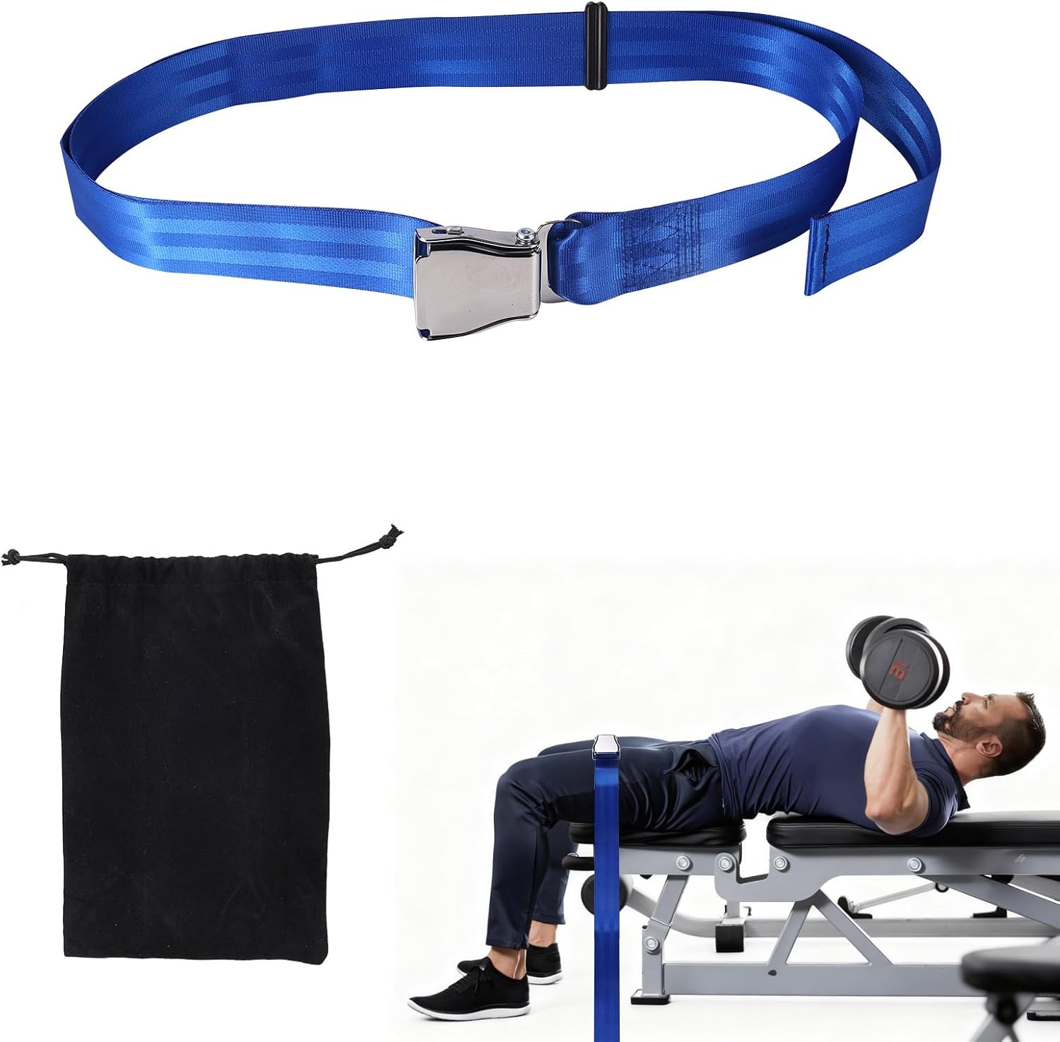 Nordic Hamstring Curl Strap, Polyester Premium Durable Nordic Stretch Curl Bench Belt Squat Collar Practical Home Gym Workout Accessories Parts Attachment Suitable for Women Men (Blue)