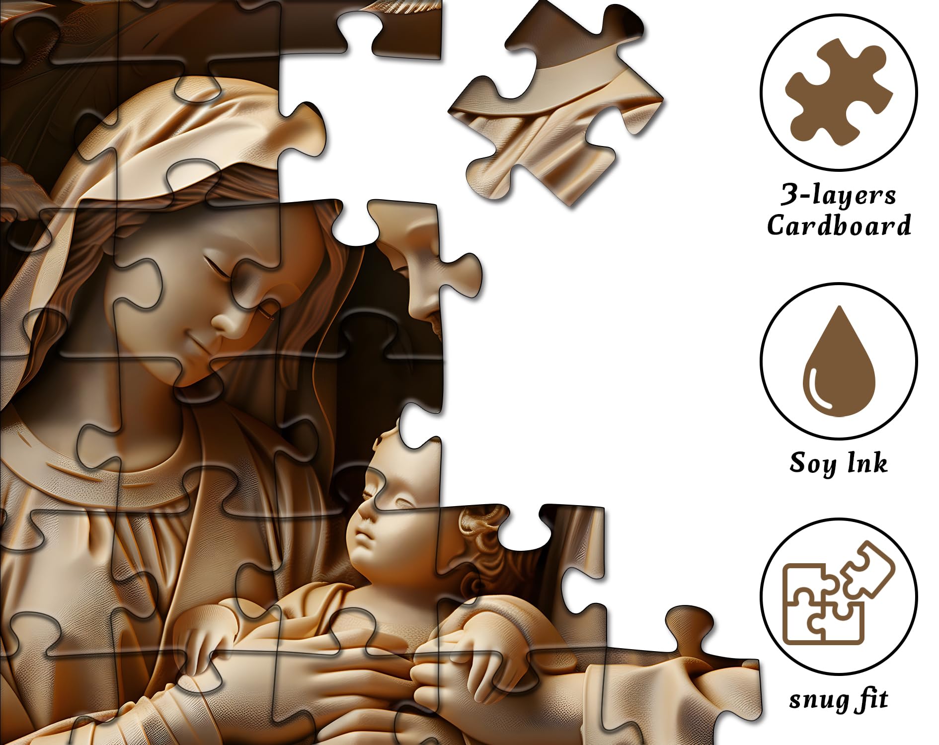 PICKFORU Nativity Scene Puzzles for Adults 1000 Pieces, Christian Jesus Puzzle Christmas Nativity, Unique Religious Jigsaw Puzzles Art,Hard Impossible Challenging Puzzles - Image 3