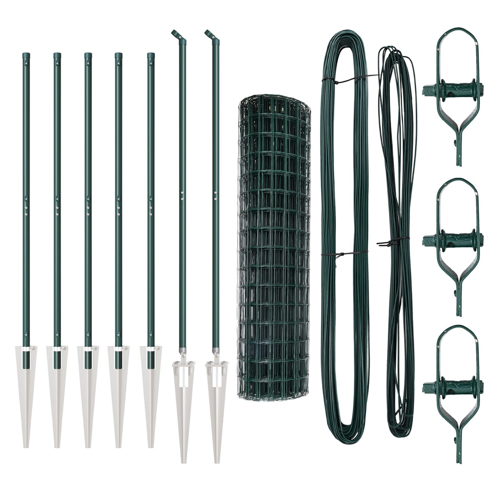 Brokky 3350547 Recinto Euro con 7 Pali a Punta 1x10 m Acciaio Galvanizzato Verde Rete in Rotolo per Recinzioni Metalliche da Giardino,Pollaio,Vigneto,Recinzione Rigida Resistente