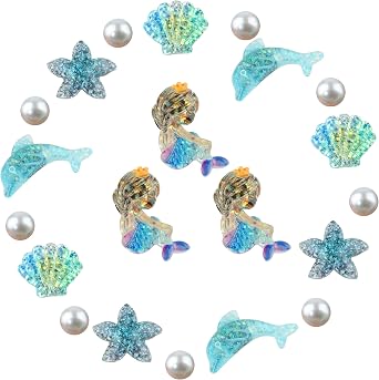 21Pcs Ocean Charms Accessories for Bogg Bag, Mermaid Dolphin Shell Pearls Insert Cute Decorative Attachment for Beach Tote