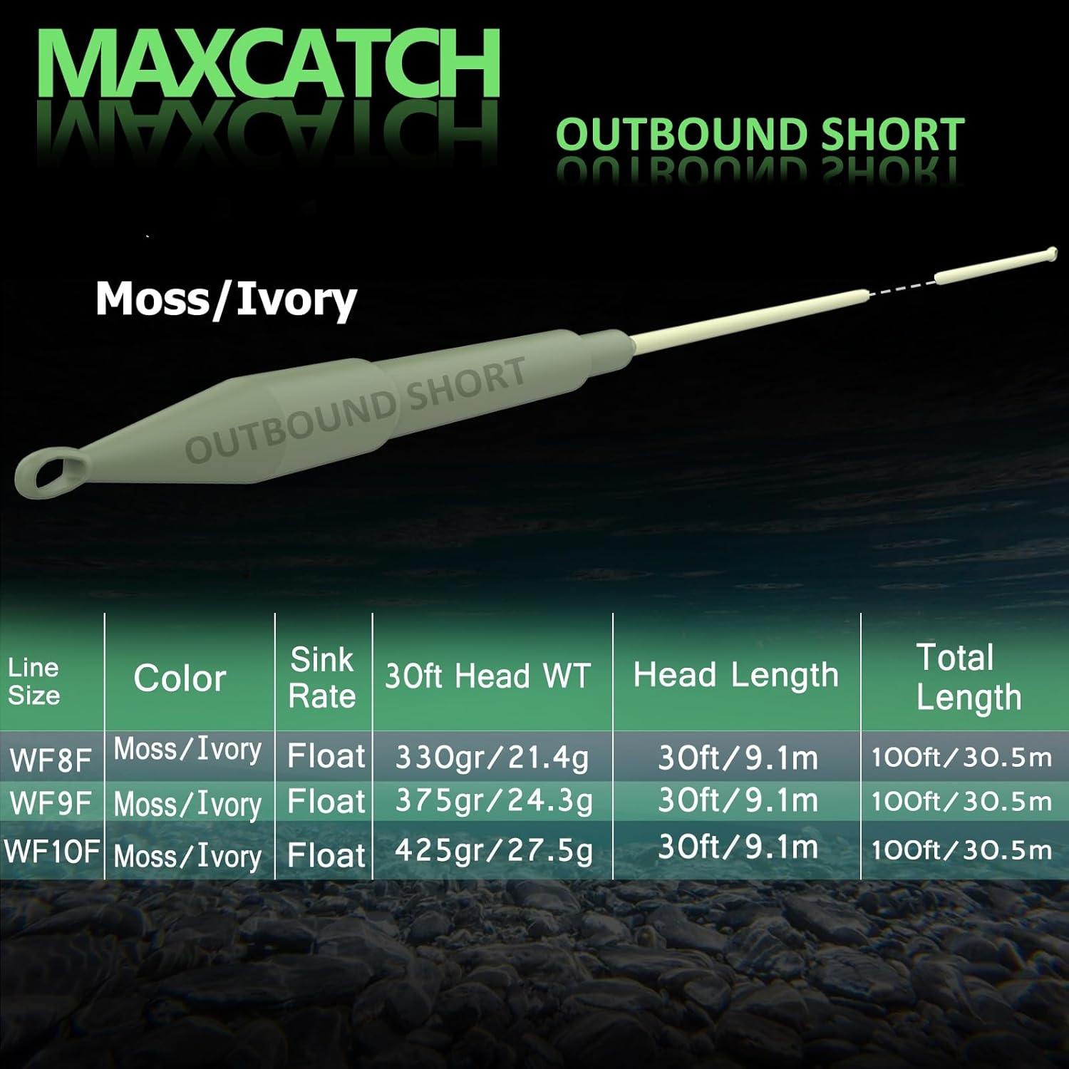 Maxcatch Outbound Saltwater Fly Line Weight Forward Floating Fly Fishing Line with 2 Welded Loops 100FT WF6F/7F/8F/9F/10F