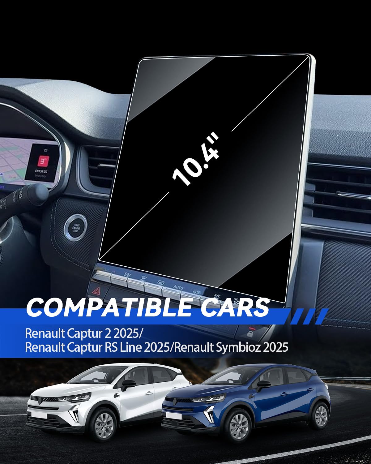 Pellicola protettiva PET 6H antigraffio 10,4 pollici per Renault Captur 2 2025 Symbioz 2025
