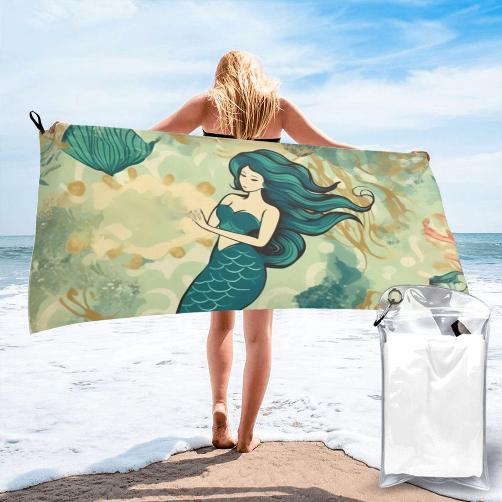 Serviette de plage rétro en microfibre 80x160 cm pour le bain et le sport