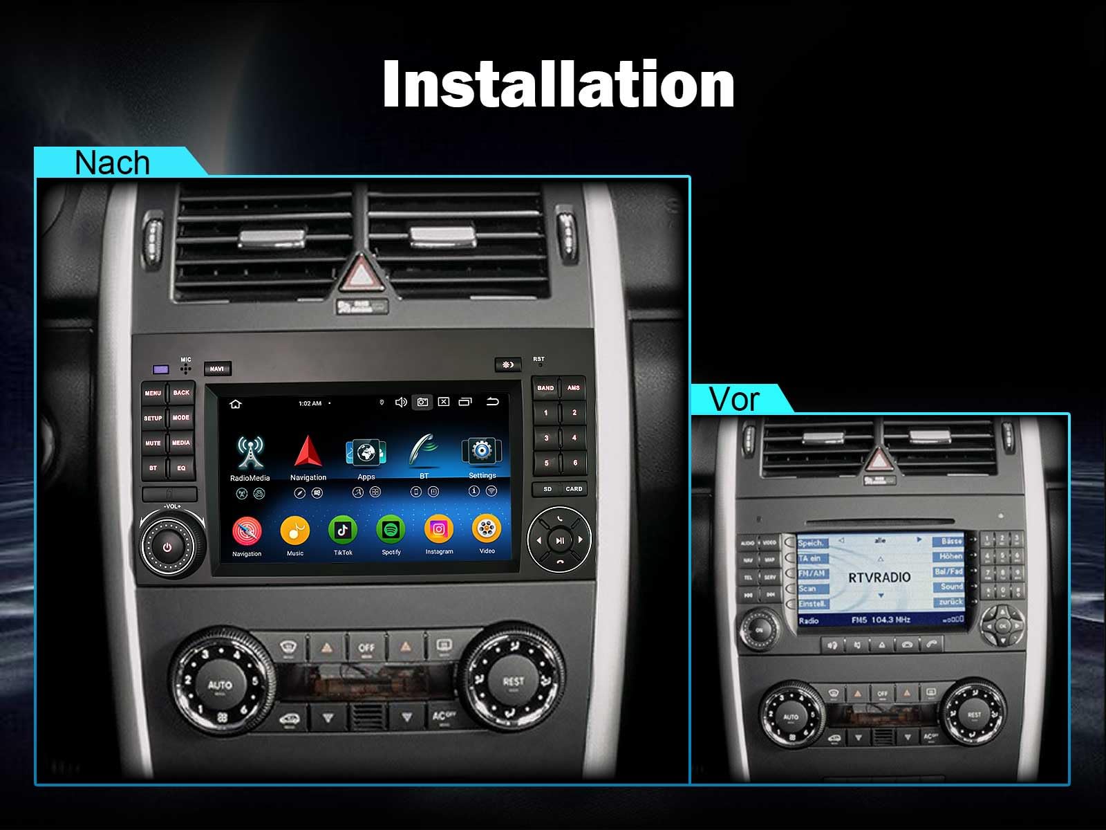 Erisin 7 Zoll 8-Kern 4GB+64GB Android 16 Autoradio Bluetooth mit GPS Navi für Mercedes A Klasse W169 B Klasse W245 Sprinter Viano W639 Vito VW Crafter CarPlay Android Auto DSP DAB+ WiFi RDS FM SWC