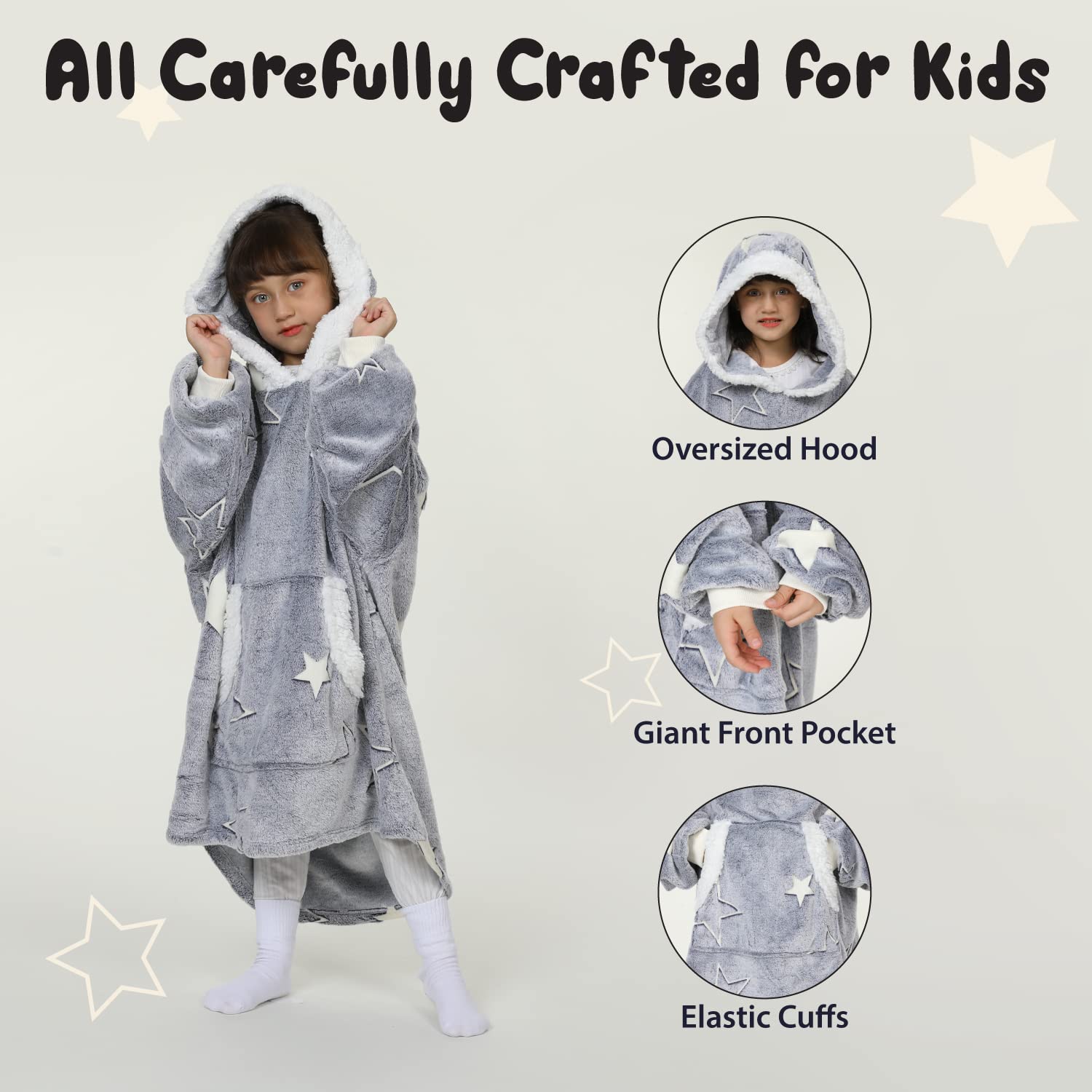 Winthome Couverture à Capuche surdimensionnée, Couverture de Sweat-Shirt en Flanelle, Pull Confortable pour Enfants garçon Filles