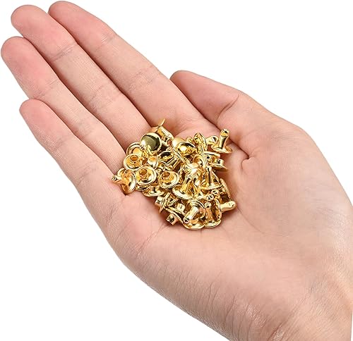 Miniatura 4 de uxcell 100 juegos de remaches de cuero, remaches de doble tapa de 0.315 pulgadas, remaches de metal de 0.315 pulgadas de altura, remaches para