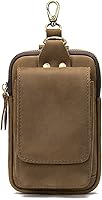 Vista 8 de Riñonera multifunción para teléfono celular para hombre, bolsa de hombro de cuero con mosquetón, bolsa táctica para cinturón de cintura al aire