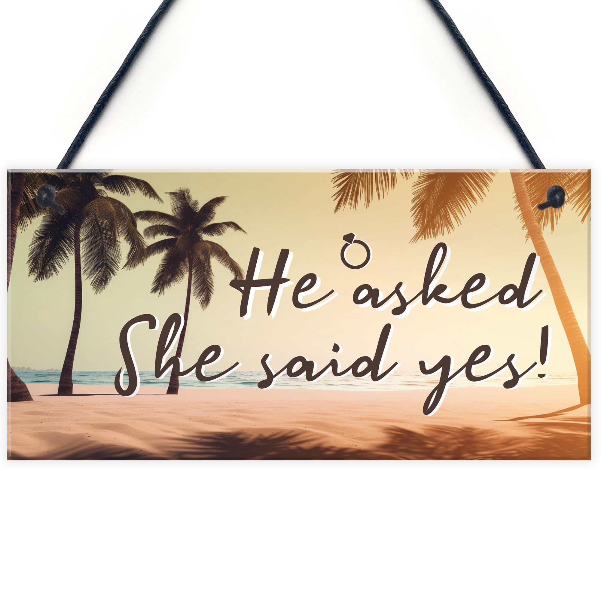 Red Ocean He Asked She Said Yes Sign Engagement Gift For Couple Daughter Son Congratulations Gift Beach Theme