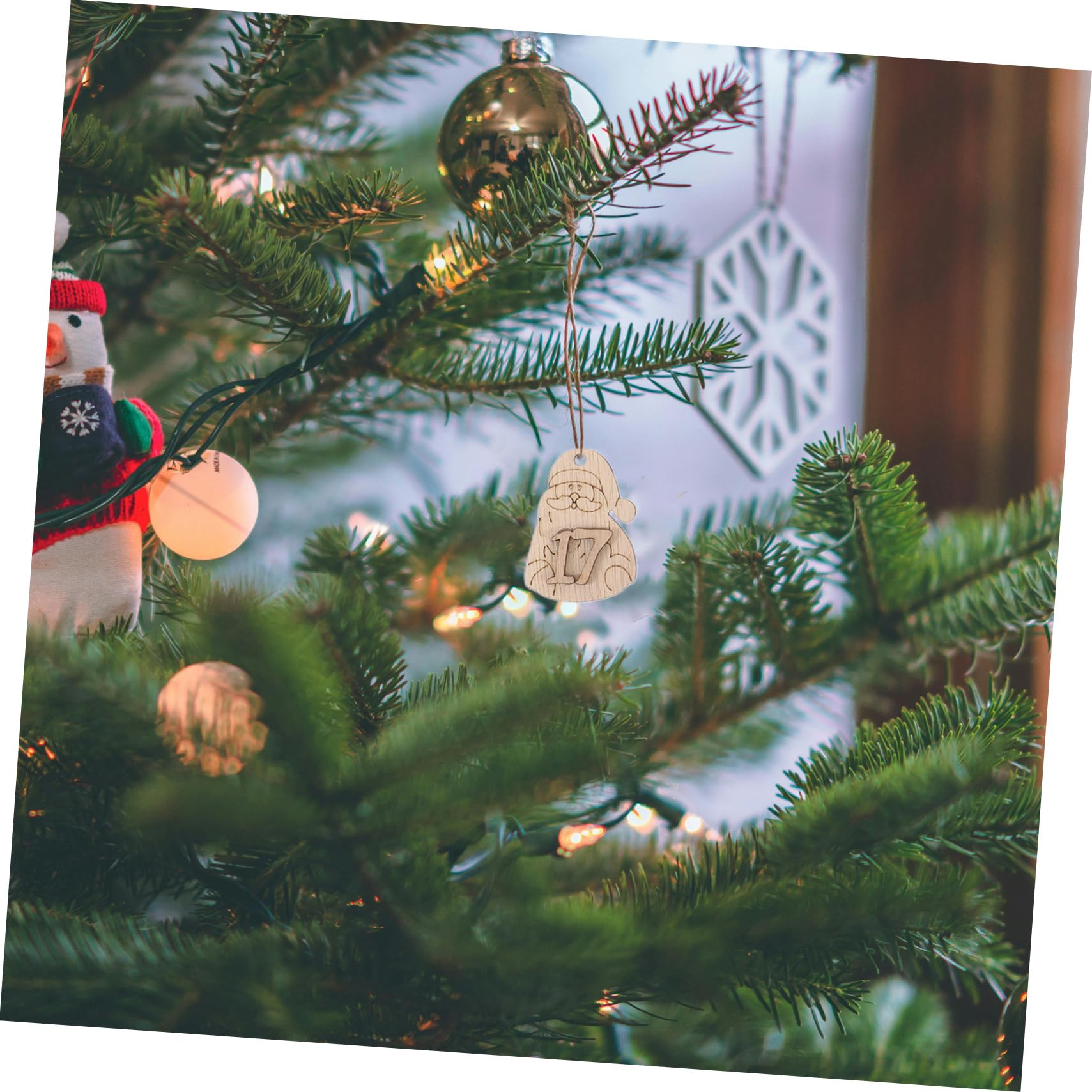 Anneome 24pezzi Addobbi Natalizi Da Appendere in Legno Con Sacchetti Numerati Per Calendario Avvento Decorazioni Rustiche Per Albero Di Natale Per Porte Finestre e Ambienti Festivi