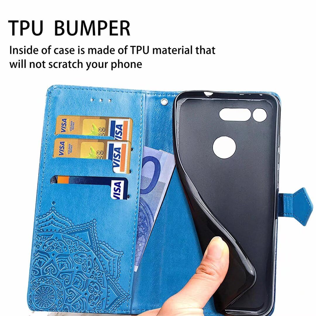 SATURCASE Custodia per Google Pixel 8, motivo mandala goffrato, in pelle PU, con chiusura magnetica, supporto per carte di credito, custodia protettiva con cinturino da polso per Google Pixel 8