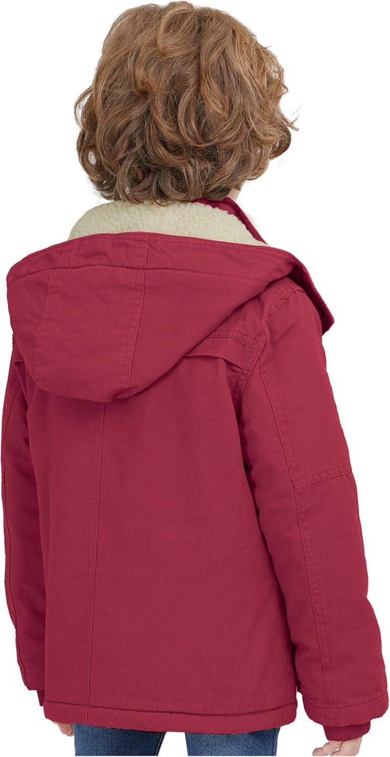 WenVen Boy's Winter Thicken Cotton Coat Heavy Sherpa Lined Hooded Parka Jacket - Image 4