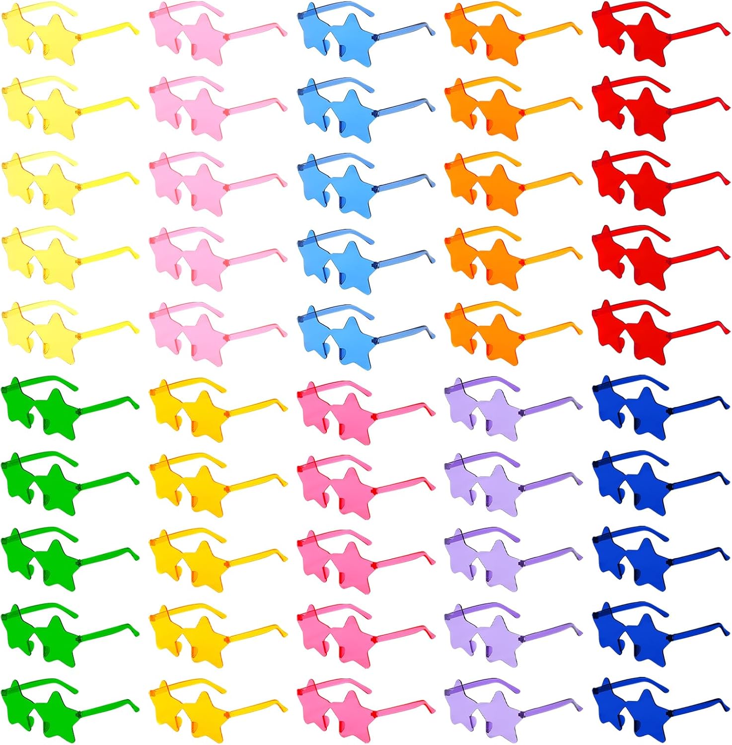 Wholesale 50 Pack Rimless Star Sunglasses Bulk, Fun Colorful Star Party Glasses for Women Men