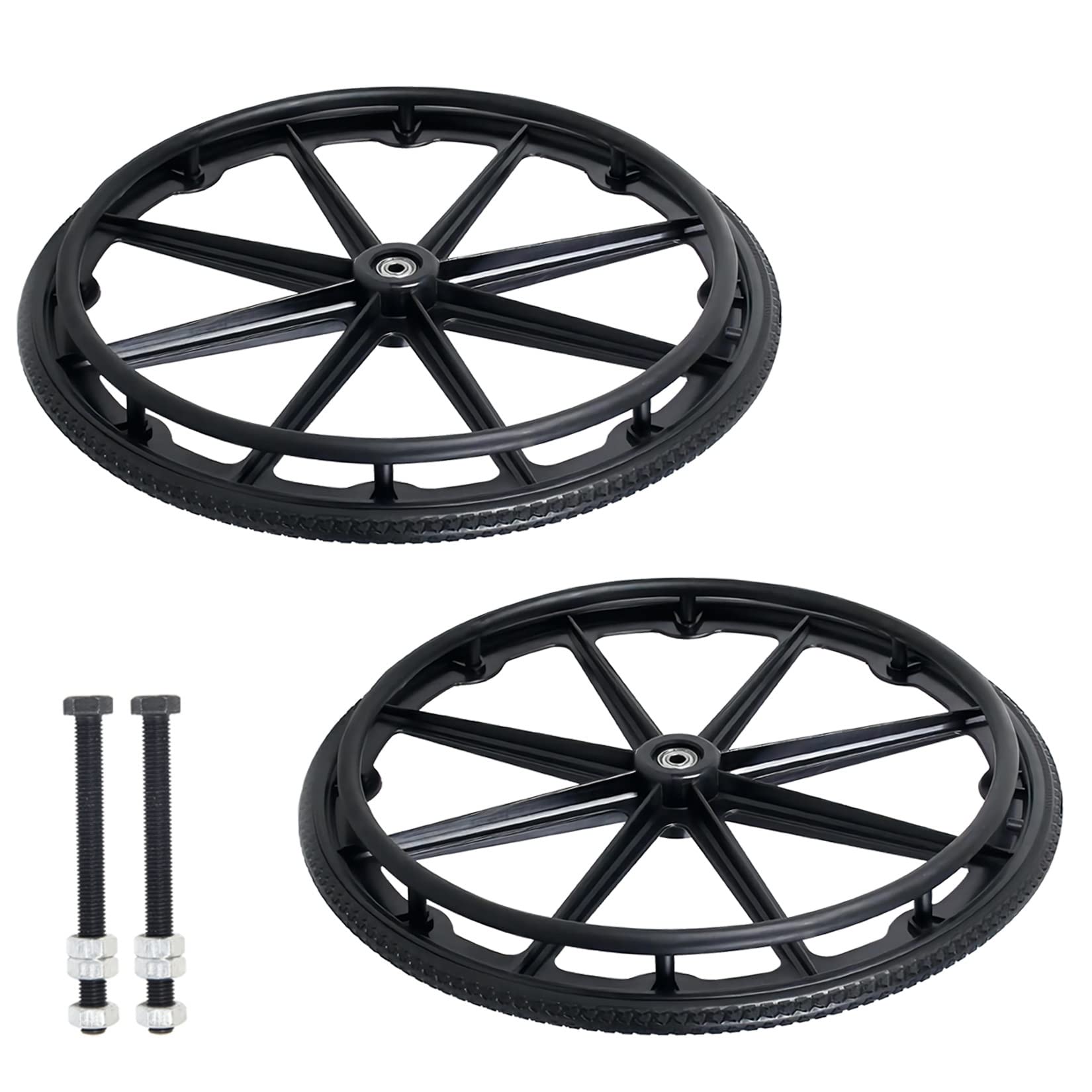 Ruedas de Repuesto para Silla de Ruedas (2 Piezas) Ruedas traseras para Silla de Ruedas con cojinetes de Bolas, Ruedas sólidas no neumáticas a Prueba de pinchazos