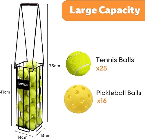 Miniatura 3 de Cesta de tolva de pelota de tenis, recogedor de pickleball superior, tolva de recogida de bolas, colector para pelotas para fácil recogida, metal,